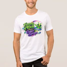 Funny Alien From Outer Space Cute Cartoon Space トライブレンドＴシャツ
