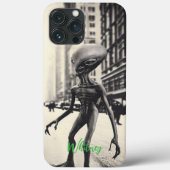Funny Alien Invasion Retro ufo Sci Fi movie Name Case-Mate iPhoneケース (裏面)