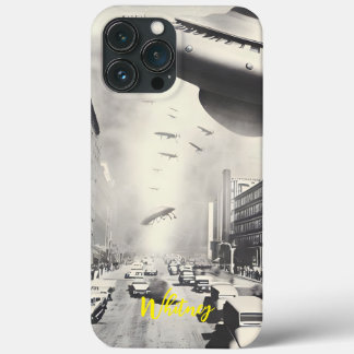 Funny Alien Invasion Rtero Sci Fi movie Name iPhone 13 Pro Maxケース
