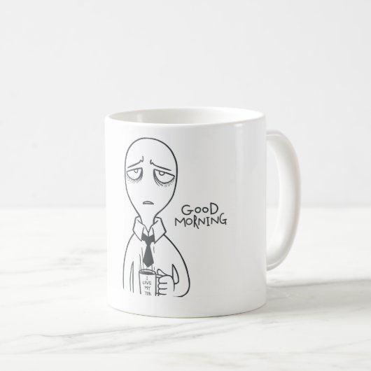Funny Alien Office Coffee Mug - Artistic Grumpy  コーヒーマグカップ (正面右)