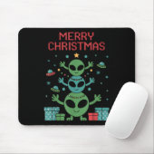 Funny Alien Trio Merry Ugly Christmas Santa Hat Xm マウスパッド (マウス)