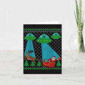 Funny Alien Ufo Santa Sleigh Ugly Christmas Sweate カード (正面)