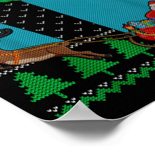 Funny Alien Ufo Santa Sleigh Ugly Christmas Sweate ポスター (角)