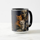 Funny Alien with Cats Renaissance Art マグカップ (正面右)