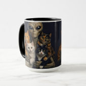 Funny Alien with Cats Renaissance Art マグカップ (正面左)