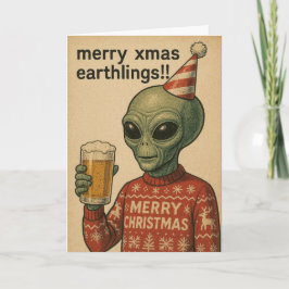 Funny Alien Xmas card  シーズンカード
