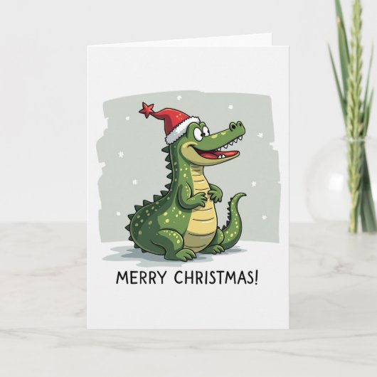Funny Alligator Christmas Card カード (正面)
