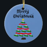 Funny Alligator Christmas Tree Cartoon セラミックオーナメント<br><div class="desc">Cool fun unique alligator Christmas tree cartoon is cute for alligator lovers and gators fans during Christmas holidays.</div>