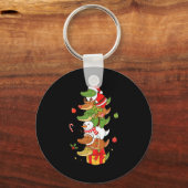 Funny Alligator Santa Elf Snowman Christmas Womens キーホルダー (正面)