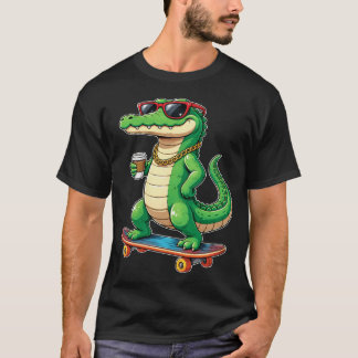 Funny Alligator Skateboard Cool Crocodile Coffee Tシャツ