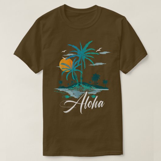 Funny Aloha Hawaii Palm Tree Beach Vacation Family Tシャツ (デザイン正面)