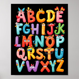 Funny Alphabet A-z Abc Kids Back To School Pre K T ポスター