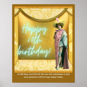Funny Altered Art 60th Birthday ポスター