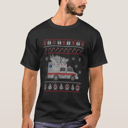 Funny Ambulance EMT Paramedic Christmas  Unisex Ad Tシャツ (正面)