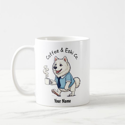 Funny  American Eskimo Dog Business Suit Coffee  コーヒーマグカップ (左)