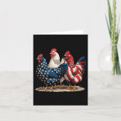 Funny American Flag Rooster Independence Day 4th O カード (正面)
