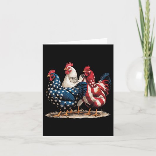 Funny American Flag Rooster Independence Day 4th O カード (正面)