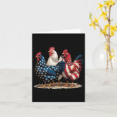Funny American Flag Rooster Independence Day 4th O カード (黄色い花)