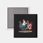 Funny American Flag Rooster Independence Day 4th O マグネット (正面/裏面)