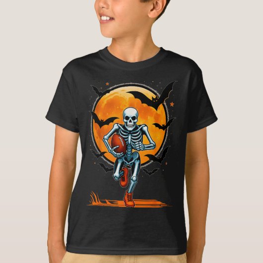 Funny American Football Skeleton Player Halloween  Tシャツ (正面)