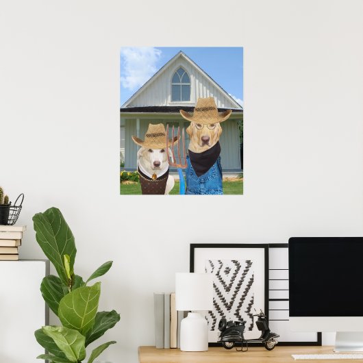 Funny American Gothic Lab Poster ポスター (ホームオフィス)