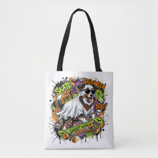 Funny American Shepherd Ghost Skateboard Halloween トートバッグ