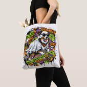 Funny American Shepherd Ghost Skateboard Halloween トートバッグ (クローズアップ)