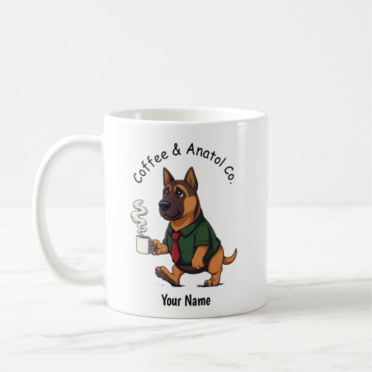 Funny Anatolian Shepherd Dog Business Suit Coffee コーヒーマグカップ (左)