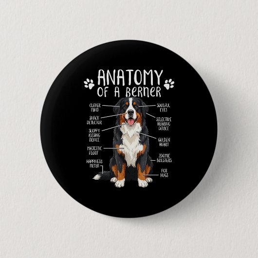 Funny Anatomy Bernese Mountain Dog Cute Berner Lov 缶バッジ (正面)