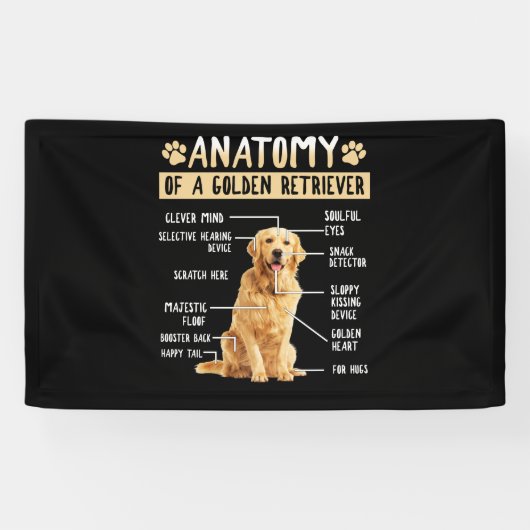 Funny Anatomy Golden Retriever Dog Lover Gift 横断幕 (横)