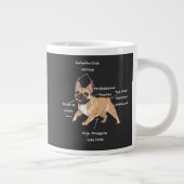 Funny Anatomy of a French Bulldog Illustration ジャンボコーヒーマグカップ (右)