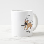 Funny Anatomy of a French Bulldog Illustration ジャンボコーヒーマグカップ (正面右)