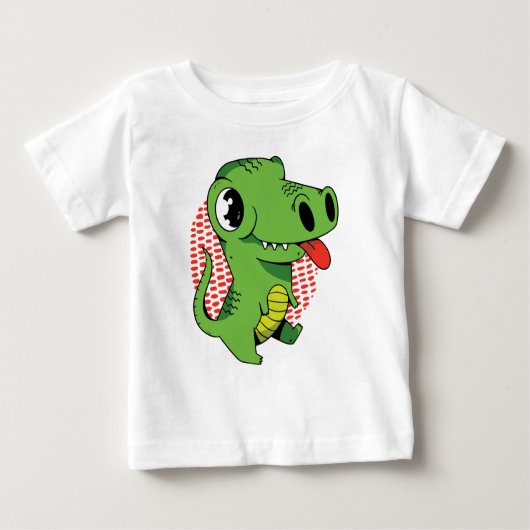 Funny And Cute Baby Dinosaur ベビーTシャツ (正面)
