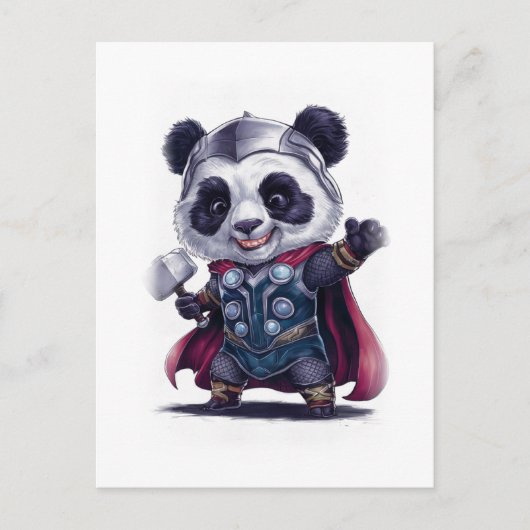 Funny and Cute Panda Movie Character on a White シーズンポストカード (正面)