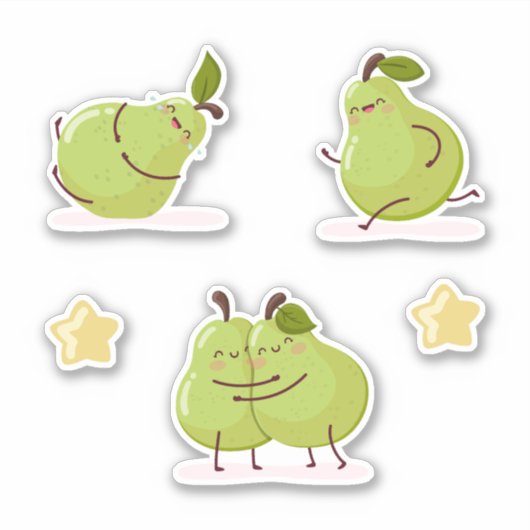 Funny and loving children's pears set シール (正面)