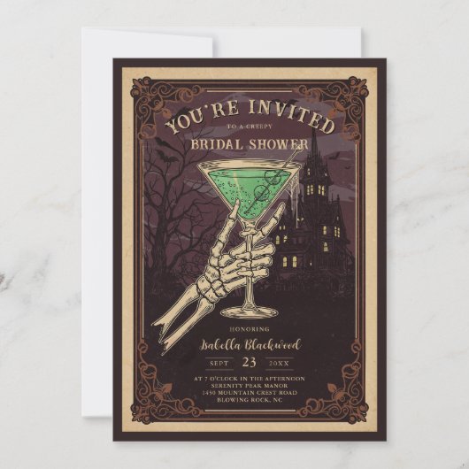 Funny and Sophisticated Halloween Gothic Cocktail  招待状 (正面)