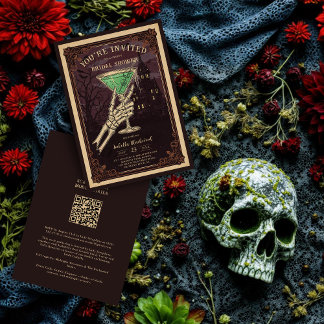 Funny and Sophisticated Halloween Gothic Cocktail  招待状