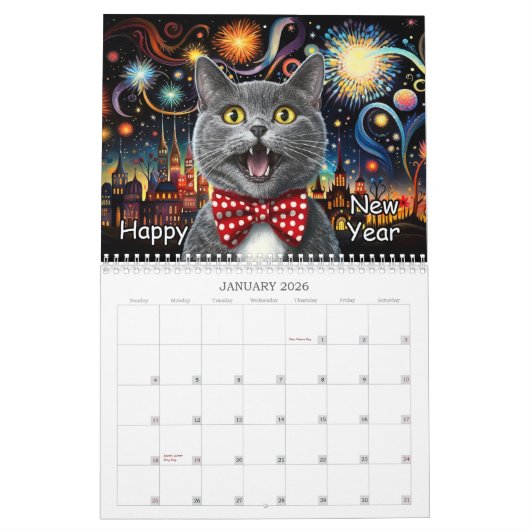 Funny and Whimsical Cat Lover Calendar カレンダー (1月 2026)