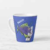 Funny angler fish cartoon カフェラテマグ (左アングル)
