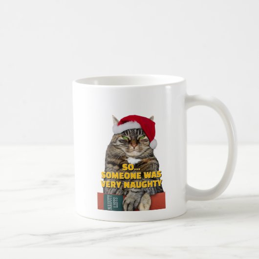Funny angry cat Christmas コーヒーマグカップ (右)