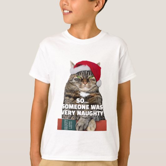 Funny angry cat Christmas T-Shirt Tシャツ (正面)
