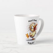 Funny Angry Duck Latte Mug - "Don't Duck With Me! カフェラテマグ (右アングル)