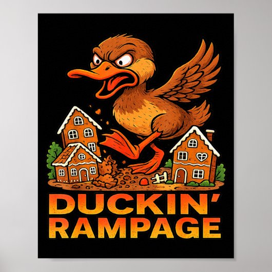 Funny Angry Duck Unique Christmas Rampage Gingerbr ポスター (正面)