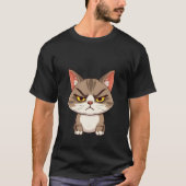Funny Angry Grumpy Brown Cat Stare ✨🐾😠 Tシャツ (正面)