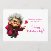 Funny Angry Lady Hot Pink Mood Valentine シーズンカード (正面)