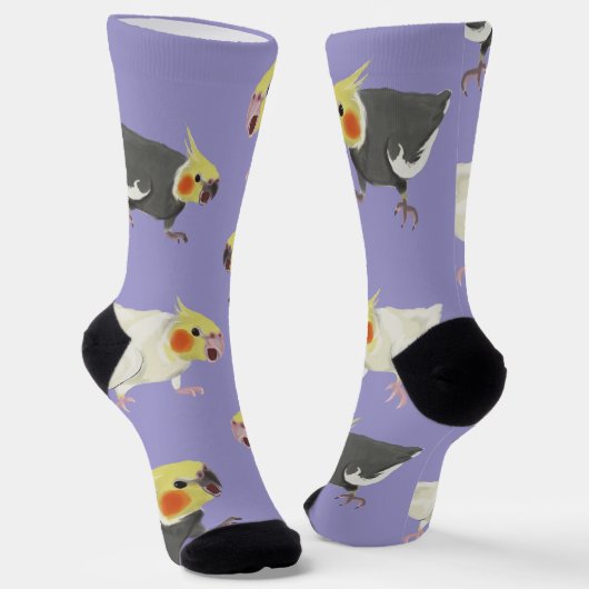 Funny Angry Normal Grey Lutino Cockatiels ソックス (傾斜あり)