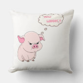 Funny Angry Pig Now Whaaat Meme Throw Pillow クッション (正面)