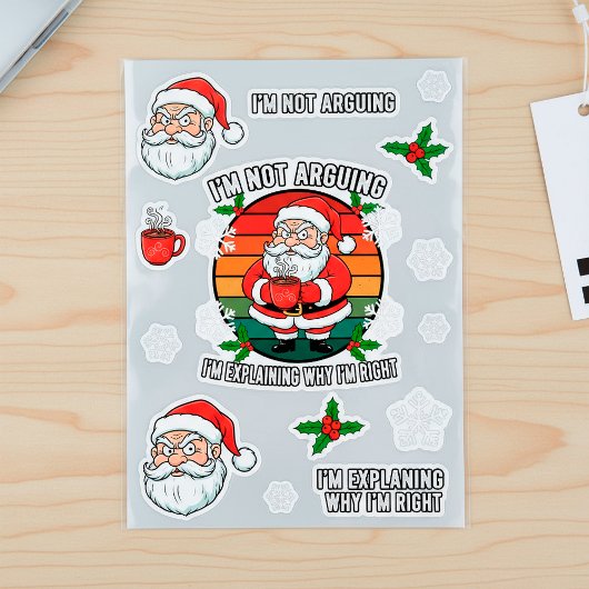 Funny Angry Santa Christmas Sarcastic Holiday Gift ラウンドシール