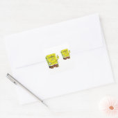 Funny Angry Sponge Cartoon Sticker - Grumpy Mood  スクエアシール (封筒)