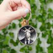 Funny animal boss surreal suited goat character キーホルダー (手)